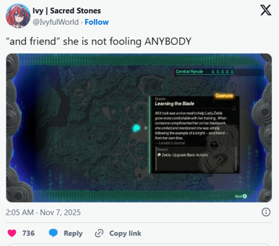 塞爾達(dá)在《塞爾達(dá)無雙 封印戰(zhàn)記》中稱林克為朋友 粉絲心碎